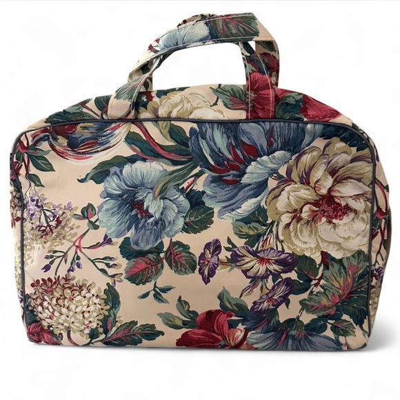 Vintage Trina floral print canvas travel toiletry & cosmetic bag NWT - Picture 1 of 16